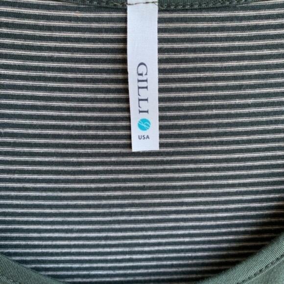 Gilli Green Striped 3/4 Sleeve Top Small - Picture 3 of 5